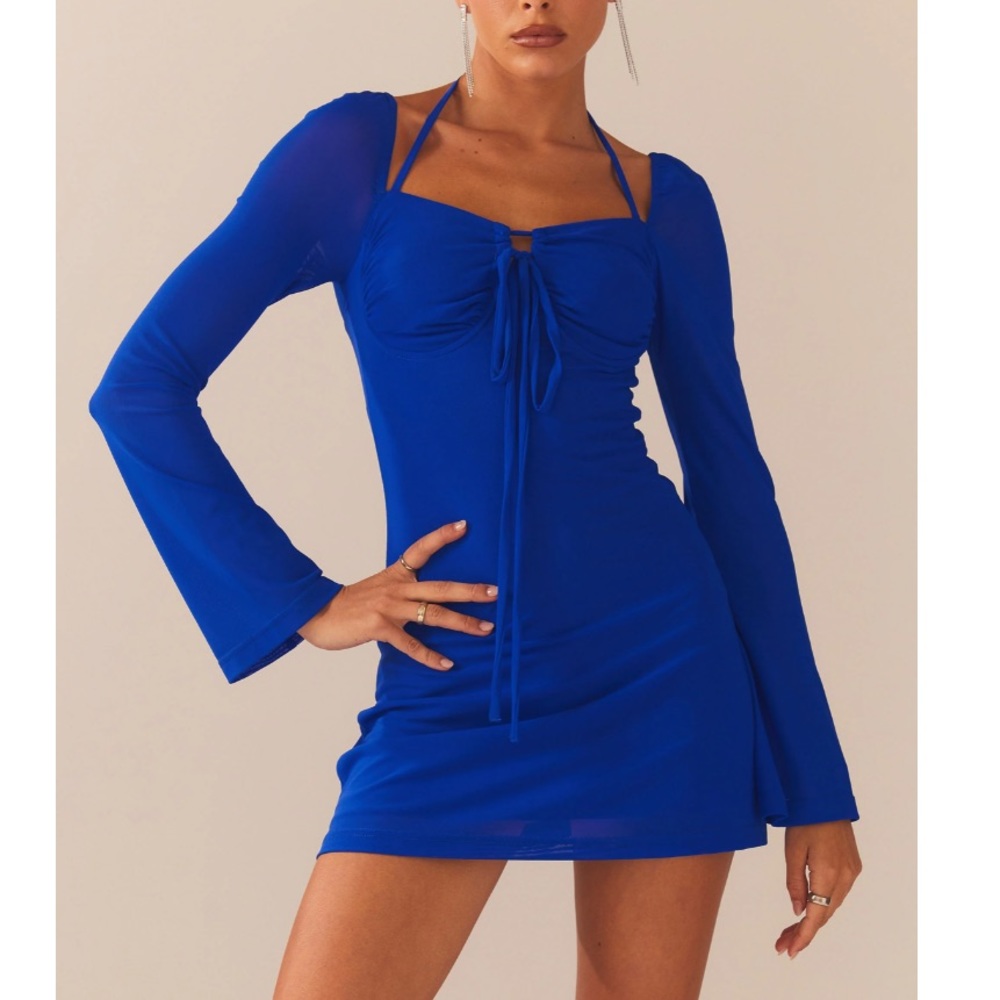 Peppermayo Exclusive - Make A Move Mesh Mini Dress - Rolling Waters